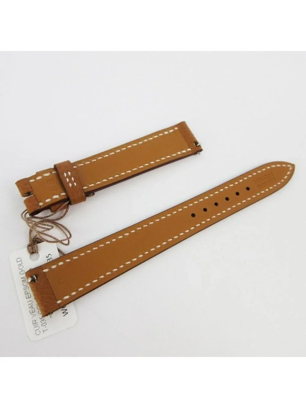 Hermes Watch PM Replacement Band Epsom Leather Gold Lug Width 14